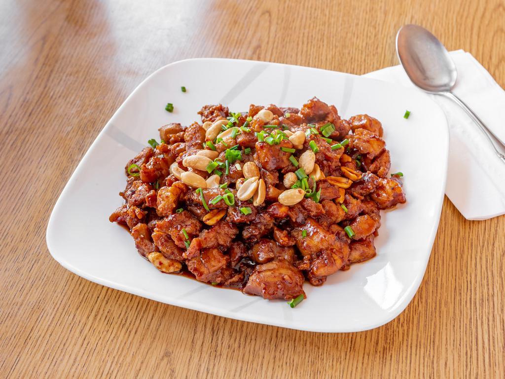 Kung-Pao Chicken · Marinated chicken thighs and peanuts stir-fried with Kung Pao sauce.