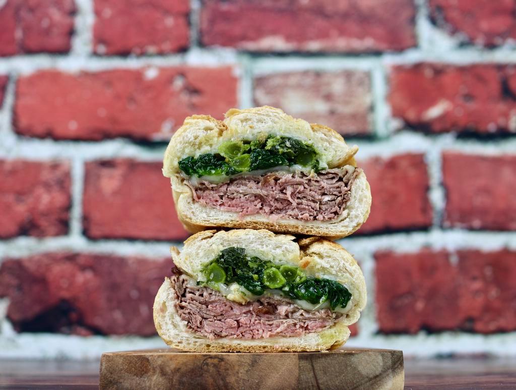 Ray Donovan · Roast Beef, Melted Provolone, Sautéed Spinach (and/or) Broccoli Rabe in Garlic & Olive Oil