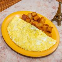 3 Egg Omelet · 3egg , cheese,any meat ham ,bacon sausage and home fries,toast  egg white +1.75  egg beaters...