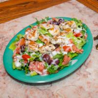 Greek Salad Lunch · Lettuce, sliced tomatoes, Greek olives, onions, feta, and our own croutons. Add chicken for ...