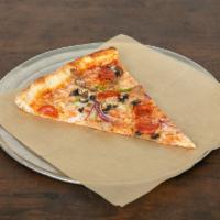 Bronx Pie · Flippin pizza sauce, 100% whole milk mozzarella, pepperoni, sausage, green bell pepper, red ...