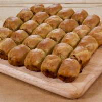 MANTIJA BAKE AT HOME FROZEN PACK · 724 GRAMS BEEF FILLED PHYLLO BITES. 30 SMALL PCS SERVES 2-3 PEOPLE. BAKE @420 DEGREE OVEN FO...