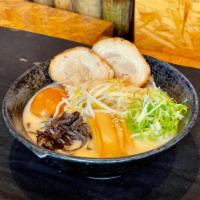 N-1. Tonkotsu Ramen · Creamy Pork & Chicken Broth with Thin Noodles. Chashu (braised pork belly), kikurage (black ...