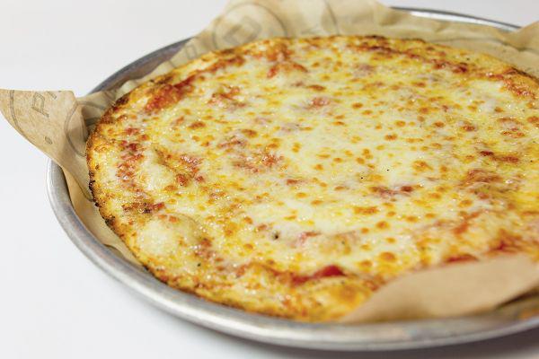 Cheese Pizza · Our tried and true Cheese Pizza is crafted with house-made Artisan Thin Crust, Olive Oil, Red Sauce, and topped with extra cheesy Mozzarella.