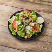 Fresh Garden Salad · Lettuce, tomato, black olives, red onions, croutons, served with choice of dressing.