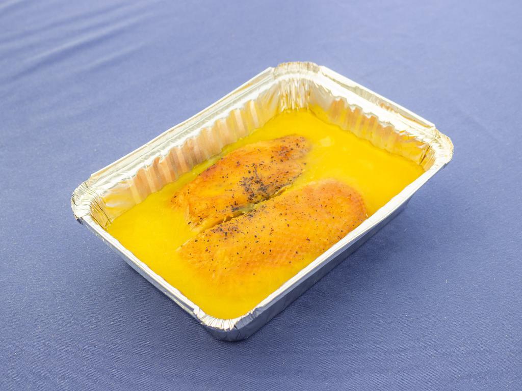 1/2 Duck a L'orange · Serves 2. Roasted duck with orange sauce.