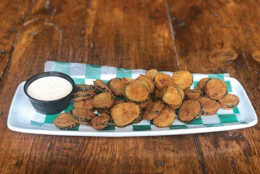 Fried Pickles · Served with Chipotle ranch.