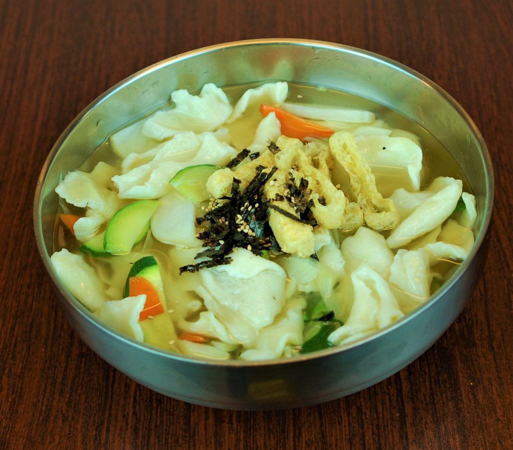 7. Sujebi · Traditional soup with hand-pulled dough and vegetables. No rice.