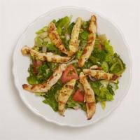 Chicken Salad · A salad made from fresh mixed veggies topped with diced tender chicken. Served with ranch dr...