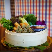 Wrapping Vegetable Crispy Rolls · Glass noodles + shiitake mushroom + spring roll skin + green lettuce + soft herbs W/ sweet &...