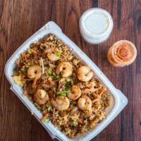 Shrimp Fried Rice · Tailless and deveined shrimps cooked with our fried rice and vegetables 
