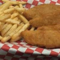 Pangasius Fish Basket and Fries · 4  Pangasius fish with fry and hush puppies