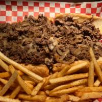 4. Extra Meat and Extra Cheese Cheesesteak Combo · Extra meat and extra cheese with sauteed onions. Comes with regular fries and choice of drink.