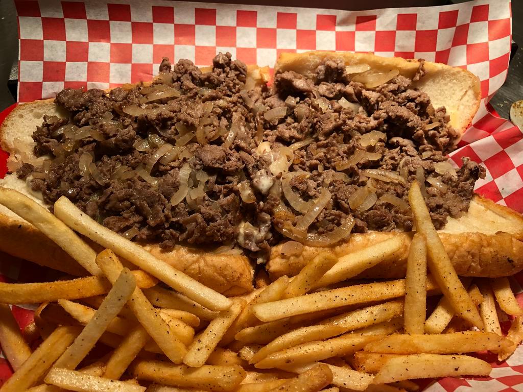 4. Extra Meat and Extra Cheese Cheesesteak Combo · Extra meat and extra cheese with sauteed onions. Comes with regular fries and choice of drink.