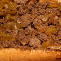 5. Plain Pepper Steak Sandwich Combo · No cheese with steak, banana peppers and sauteed onions. Comes with regular fries and choice...