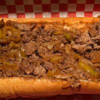 6. Pepper Cheesesteak Combo · Steak, banana peppers, sauteed onions and cheese. Comes with regular fries and choice of dri...