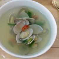 H2. Clam Kal Guk Su · Noodle served w/ clam, shell & egg in a clam soup