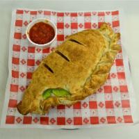Donati Calzone · Sausage, pepperoni, mushrooms, green peppers and onions.