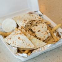 Chicken Breast Quesadilla · A grilled flour stuffed tortilla. Served with a side of fries, sour cream and salsa.