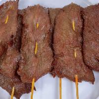Beef on Stick · 6 pieces. Sliced, breaded, and baked or fried. 