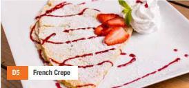 D4. French Crepes · 2 toppings: Nutella, coconut flakes, S'mores, strawberries and bananas. Please ask for glute...