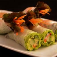 11. Fresh Spring Rolls · Fresh rolls wrapped with rice paper, lettuce, carrot, rice noodle, cilantro, mint, cucumber,...
