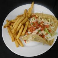 Tavern Tacos Sandwich · Steak, cod, pork or roasted vegetables, napa cabbage, pico de gallo, and chipotle ranch.