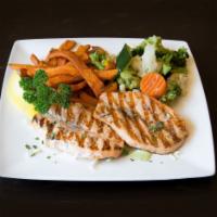 Grilled Chicken Breast · Served with choice of style and 2 sides.