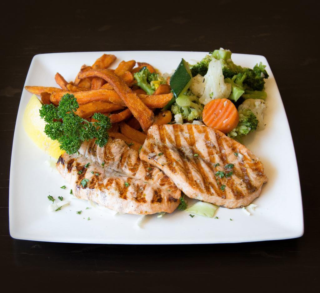 Grilled Chicken Breast · Served with choice of style and 2 sides.