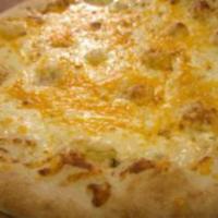 5 Cheese Pie · A white pizza with mozzarella cheese, provolone, Parmesan, ricotta, cheddar cheese.