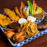 Dave's Sampler Platter with Traditional Wings · Southside Rib Tips with a side of Jalapeño Pickled Red Onions, spicy Hell-Fire Pickles and o...