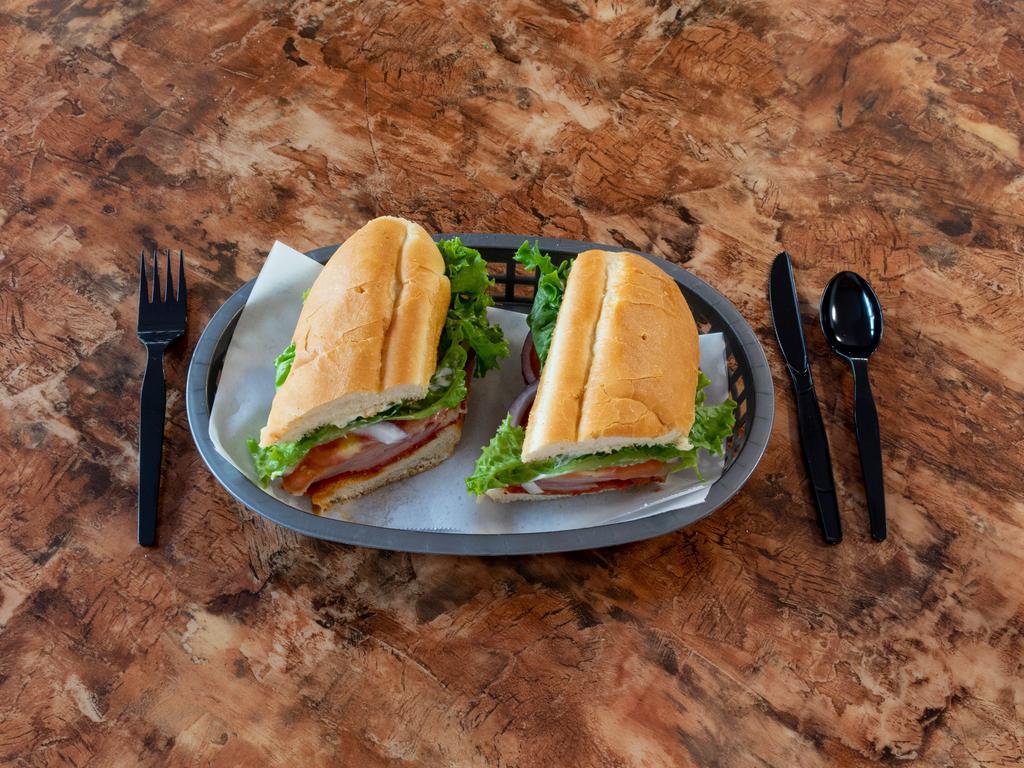 Positano Melt Combo · Pepperoni, ham, provolone, mayo, lettuce, tomato and onion, on a Italian roll. Includes side of potato salad, macaroni salad, pasta salad or chips and a 20 oz. drink.