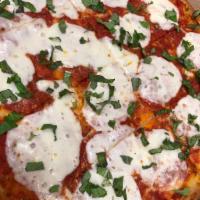 Rustica - Brooklyn Style Pizza · Square Thin Crust Pizza with Chunks of Tomato, Fresh Mozzarella & Basil