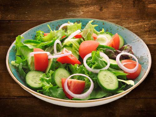 House Salad · Spring mix, tomato, cucumber, red onion with your choice of our home made dressing. Vegan.