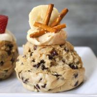 Cookie Dough Scoop - Salted Elvis* - chocolate chip scoop · our homemade cookie dough topped with a dollop of peanut butter frosting, pretzel sticks and...