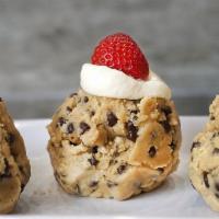 Cookie Dough Scoop - Strawberries & Cream* - cinnadoodle scoop · our homemade cookie dough topped with a dollop of cream cheese frosting and fresh strawberri...