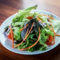 Hearsay Salad · Mixed greens, tomato, carrots, cucumber and sweet sherry vinaigrette. Gluten-free.