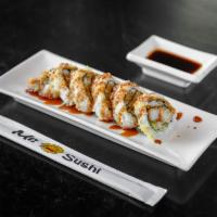 Captain Crunch Roll · Shrimp tempura, crab, avocado and cucumber coated with crunchy tempura flakes on the outside...