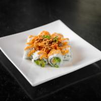Bubba's Roll · Shrimp, asparagus and avocado topped with baked crawfish in spicy mayo, sesame and scallions...