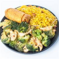 87. Chicken with Broccoli · With white rice.