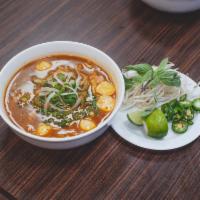 Spicy seafood Pho · Includes: Crab. Fishballs and shrimp
Includes:Noodles, Onion, Cilantro, Bean sprouts, Lime, ...