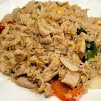 Thai-Style Spicy Fried Rice  · Thai fried rice wok-tossed with egg, garlic, basil, tomato, bell pepper, onions, and jalapen...
