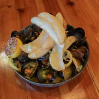 Prince Edward Island Mussels (French Style) · Shallots | Butter | Fine Herbs | Garlic | Preserved Lemons | White Wine | Frites