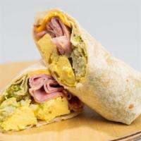 Classic Breakfast Burrito · Tortilla, American Cheese, Scrambled Eggs, Tots, Choice of Meat (Bacon, Sausage, Ham), Choic...