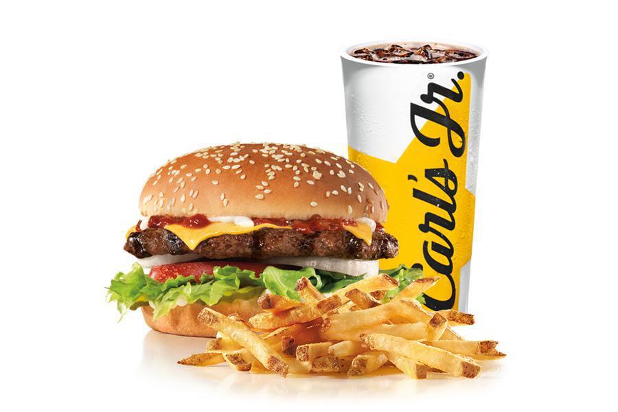 Super Star® with Cheese Combo · Two charbroiled all-beef patties, two slices of melted American cheese, lettuce, tomato, sliced onions, dill pickles, Special Sauce, and mayonnaise on a seeded bun. Served with small drink and small fry.