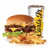 The California Classic Double Cheeseburger Combo · Two charbroiled all-beef patties, American cheese, grilled onions, Classic Sauce, lettuce an...