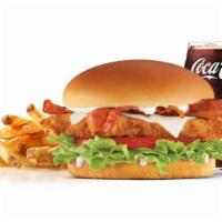 The Bacon Swiss Crispy Chicken Fillet Sandwich Combo · A crispy Chicken Fillet dusted with Southern Spices, topped with 
bacon, Swiss cheese, lettu...