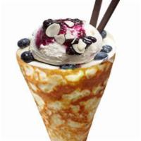 9. Blueberry NY Cheesecake Crepe · Blueberries, blueberry reduction, whipped cream cheese, custard cream, whipped yogurt, vanil...