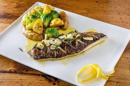 Branzino Limon · Olive oil, rosemary, and garlic, yellow and green squash, asparagus , cauliflower, and fingerling potatoes.br /br /