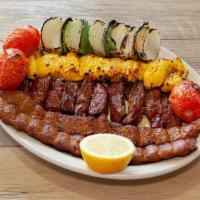Orchid Specialty Plate · Shish kabob, chicken and 2 ground beef kabobs.